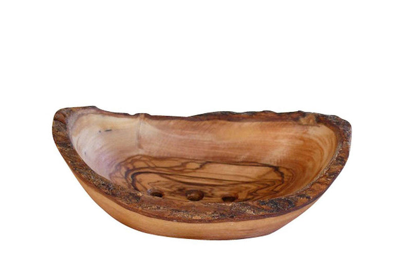 Rustic oval soap dish L approx. 12 — 14 cm made of olive wood